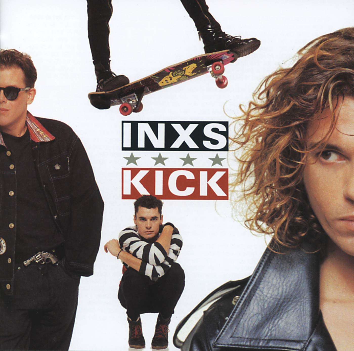 The cover of Kick by INXS. Whose feet are on the skateboard?