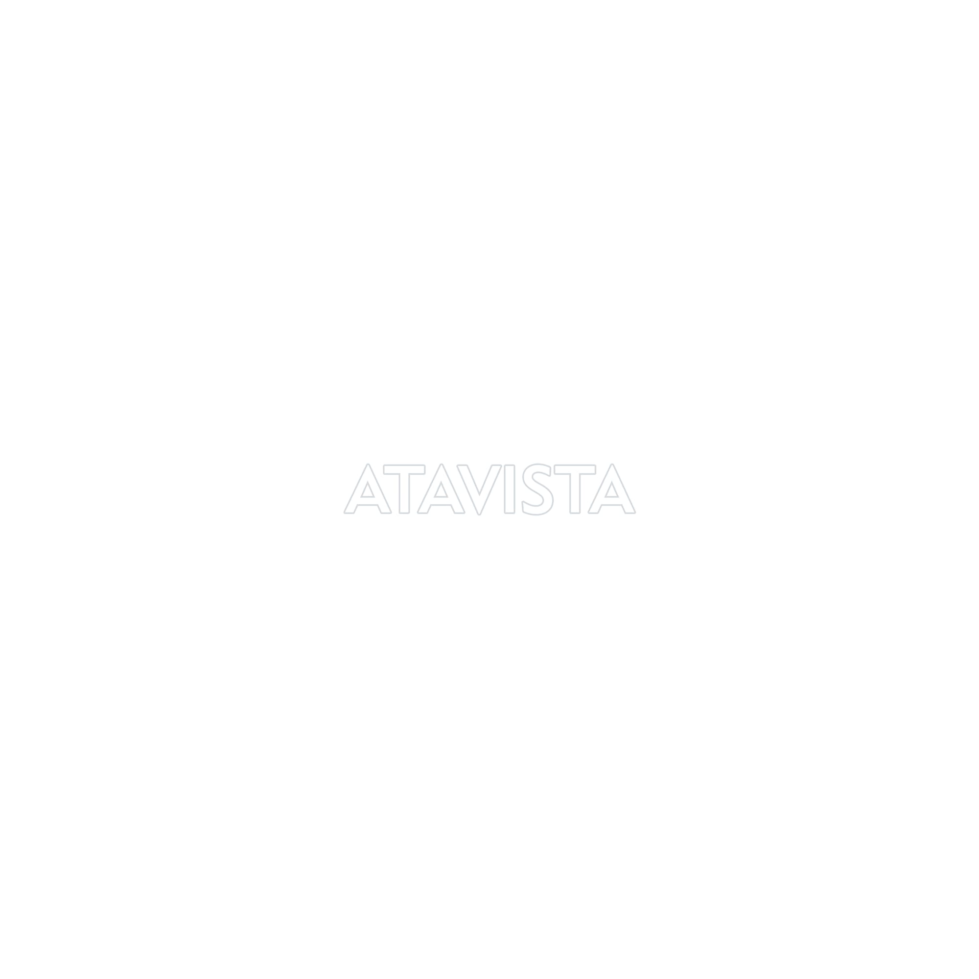 Updated cover for the 2024 re‑release Atavista, retaining the mostly white square but adding the album title in subtle grey outlined lettering
