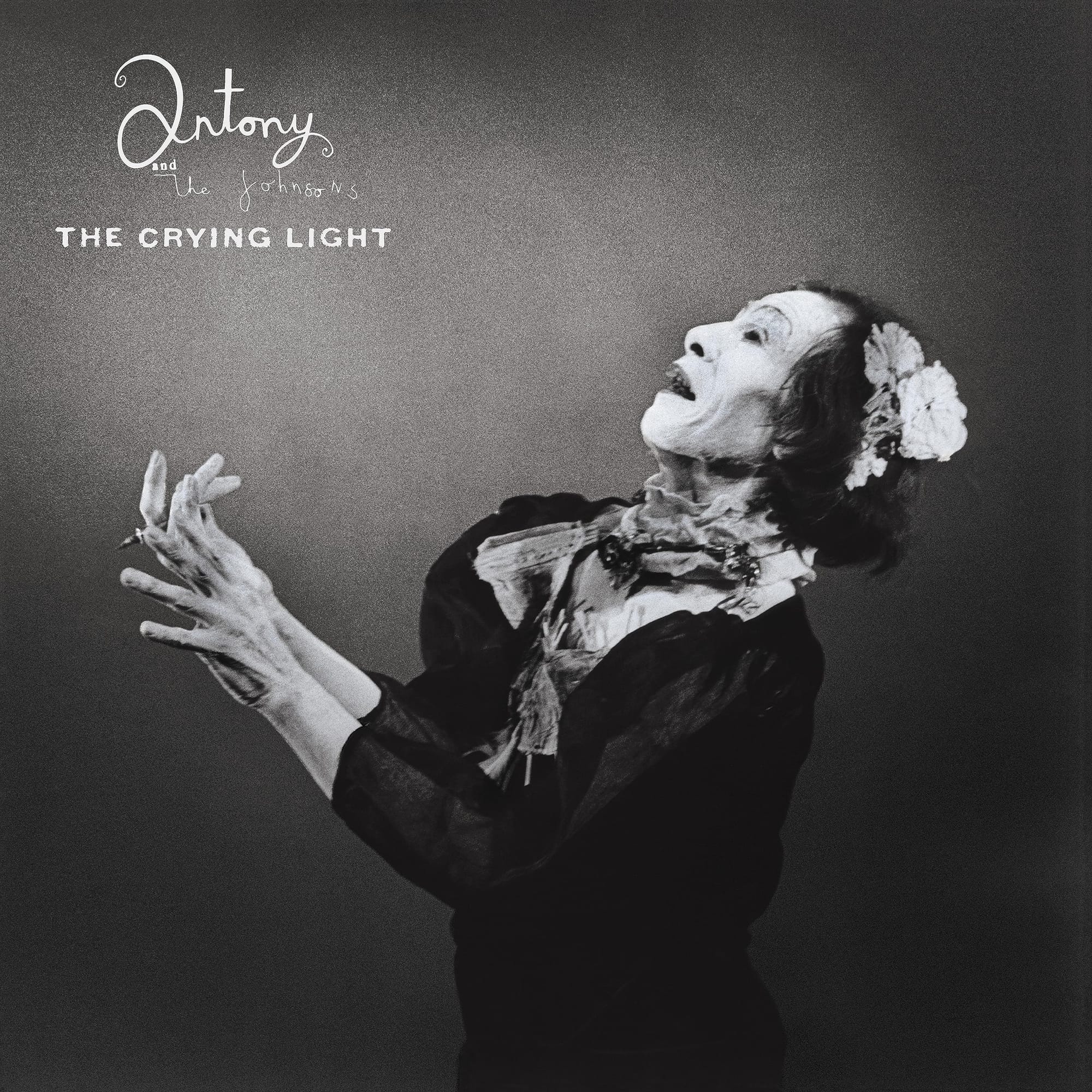 Black-and-white portrait of butoh dancer Kazuo Ohno on the cover of Antony and the Johnsons' The Crying Light.